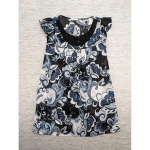 Sugar Lips Floral Print Blouse Flowy Top‎ Y2K Sheer Tunic Artsy
